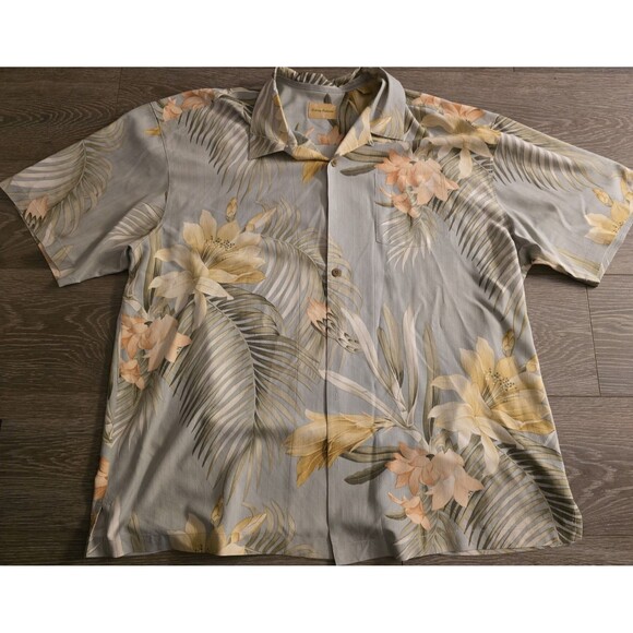 Tommy Bahama Mens XXL Hawaiian Silk Shirt Floral Hibiscus Blue Button Down - Picture 5 of 5